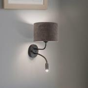 Væglampe Roller, snor mørkegrå, sort, med læselampe