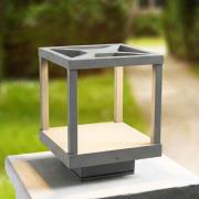 Lucande LED-sokkellampe Lealan, grå, metal, 23 cm, IP54