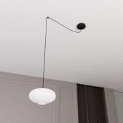 Hængelampe Origo, Ø 30 cm, opal/sort, decentraliseret, glas