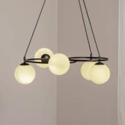 Libra stuelampe, opal/sort, Ø 70 cm, glas, 5 lyskilder.