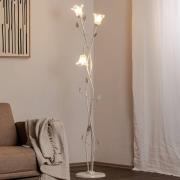 Lancia gulvlampe, elfenbensfarvet, 3 lyskilder, jern, glas