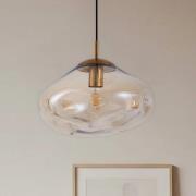 Lindby hængelampe Lelia, ravfarvet, glas, Ø 35 cm