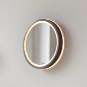 LED-vægspegel VIDRO, grå, Ø 26 cm, powerbank, afbryder