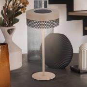 Booha bordlampe med batteri, beige, metal, IP44, dæmpbar