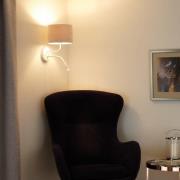 Roller væglampe, bouclé, hvid/creme, læselampe