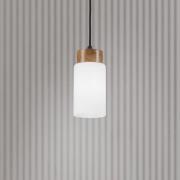 Markus hængelampe, opalglas/egetræ, Ø 9,5 cm, E27
