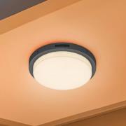 Udendørs LED-væglampe Bermejo, rund, sensor, CCT, antracit