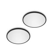 Philips LED SuperSlim 2-pak sort IP44 Ø 30 cm 2.700 K