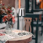 LED-bordlampe med batteri Viletto, nikkelfarvet, IP54