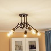 Loftlampe Joiy, krydsformet, 5 lyskilder, sort