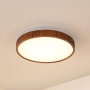 Lindby LED-loftlampe Velua, hvid/mørkt træ, CCT, Ø 50 cm