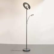 LED-gulvlampe Dent, sandgrå, 180 cm, metal, CCT, 2 lyskilder, 100 W, 1...