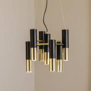 Pendellampe Orino, sort/guld, metal, 7 lyskilder, GU10