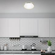 LED-loftslampe Flet, hvid/krom, Ø 28,5 cm, 3.000K