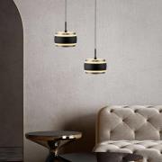 PURE LED-hængelampe Falling Rings, sort, Ø 13 cm, CCT