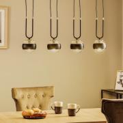 Hængelampe Linear, sort/klar, 4 lyskilder