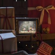 LED-dekorationslampe billedramme med snemænd