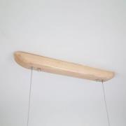LED-pendellampe Kenzie, længde 60 cm, lysebrun, træ, CCT
