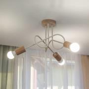 Loftlampe Oxford, sandbeige, træ, metal, 3 lyskilder, Ø 44 cm