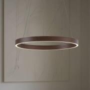 Lucande LED-hængelampe Yonam, Ø 60 cm, 1 lyskilde, brun, CCT