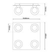 Loftlampe Donika, 4 lyskilder, kantet, glas, stål, ravfarvet, G9