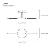 UMAGE LED-væglampe Omni, stålfarvet, bredde 54 cm, 2 lyskilder