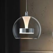 LED-hængelampe Flynt, Ø 20 cm, kromfarvet, metal/glas, CCT