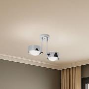 Loftlampe Mado, stål kromfarvet, glas opal, 2 lyskilder