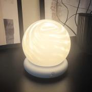 LED-batteridrevet bordlampe LUSTRO, hvid, Ø 15 cm, RGBW, touchdim