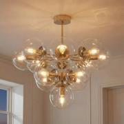 Loftslampe Zumba, glas/metal, guld/klar, 13-flammet