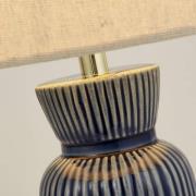 Bordlampe Jeshua, blå/hvid, keramik/tekstil, 39 cm, E24