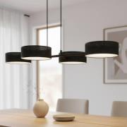 Hængelampe Drumz 4, sort, stof/stål, længde 80 cm, E14