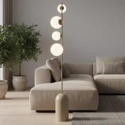 Gulvlampe Etno LP4, beige, glas/stål, højde 140 cm, G9