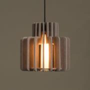 hængelampe Rollo, taupe, Ø 31 cm, stof/metal/glas