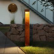 LED-vejlampe Rho, rustfarvet, højde 100 cm, metal, IP54