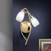 Væglampe CARLA, messingfarvet Højde 35 cm Metal/glas 2 lyskilder.