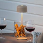 LED-batteridrevet bordlampe Lille, højde 36 cm, sandfarvet, IP54, USB