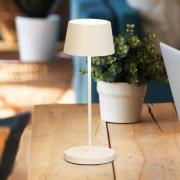 LED-batteridrevet bordlampe Asena Pro sandbeige, 30 cm metal IP54