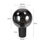 Bordlampe Bloeba, sort/røggrå, Ø 25 cm, glaskugle