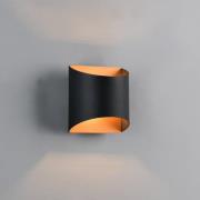 Væglampe Samdel, sort-guld, højde 12 cm metal G9 op/ned