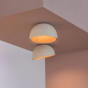 Vibia LED-loftlampe DUO, hvid, højde 23 cm, egetræ