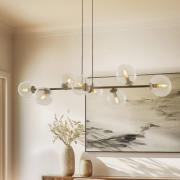 Hængelampe Glassy, 8 lyskilder, sort, klar, glas, E14