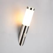 Udendørs væglampe Trioto, nikkelfarvet, 39 cm stål, sensor