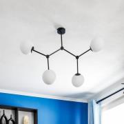 Loftlampe Space, 4 lyskilder, sort/opal