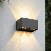 Lindby udendørs LED-væglampe Nivar, sort, 4 lyskilder, 20 cm, IP54