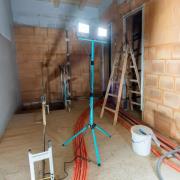 Avelar udendørs LED-spot, sort/turkis, højde 193 cm, metal