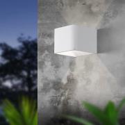 Udendørs LED-væglampe Doninni 1, hvid, bredde 13 cm, 2 lyskilder.