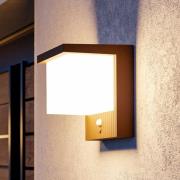 LED-solcellelampe til væg, Frigento, rustfarvet, højde 15 cm, sensor