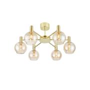 Loftlampe Ambra, messing/ravfarvet, glas, Ø 75 cm