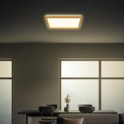 LED-loftlampe Tava Wood, 29 x 29 cm, plast, 3.000 K